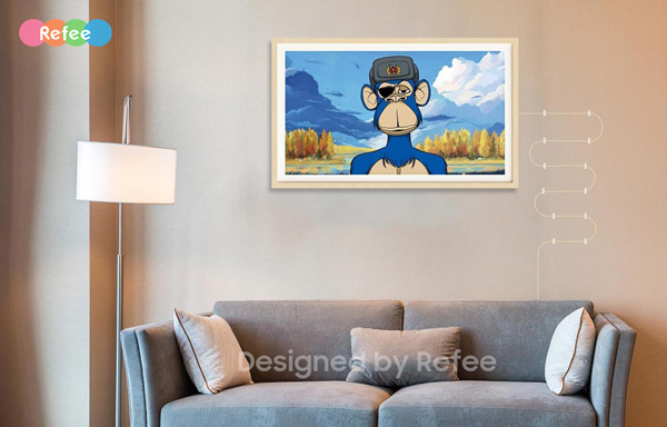 refee wooden frame display digital art LCD display anti-glare screen