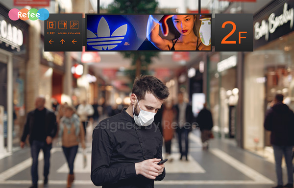 Refee airport shopping mall Floor Guidance Double-sided stretched bar display ultra wide screen digital signage