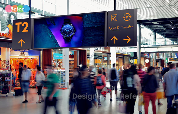 Refee airport shopping mall Floor Guidance Double-sided stretched bar display ultra wide screen digital signage