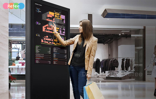 refee freestanding interactive PCAP multi touch screen android digital signage display screen digital poster