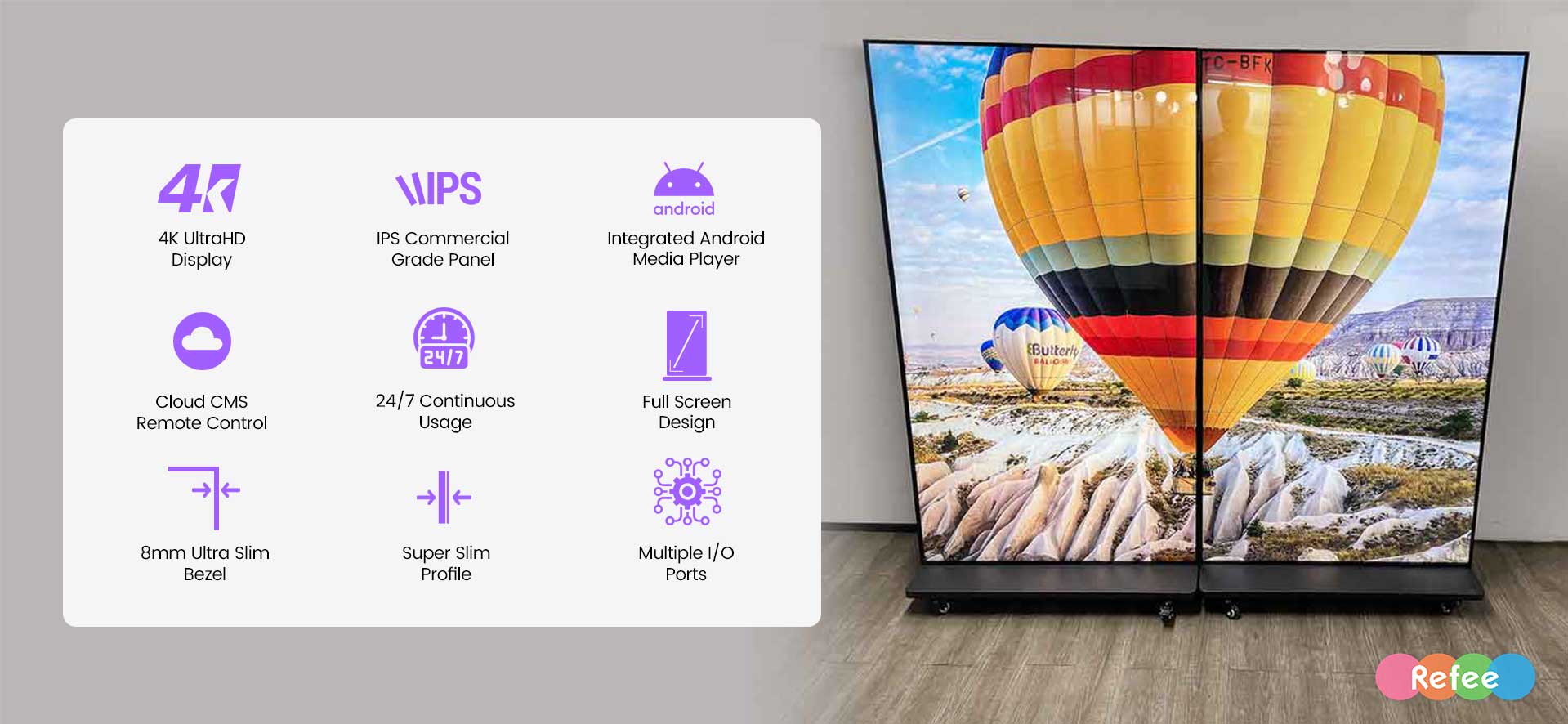 indoor android digital signage freestanding display screen poster features