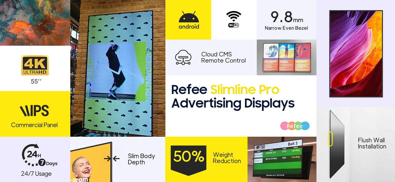 indoor slimline digital menu board android digital signage display screen digital poster