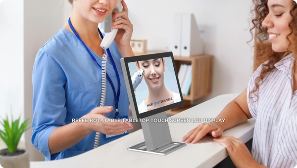 Refee-tabletop-rotate-vertical-pcap-touch-screen-kiosk-lcd-display