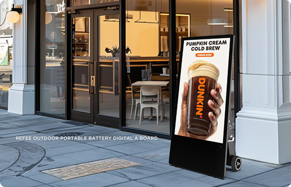 refee-digital-signage-outdoor-battery-portable-digital-poster-movable digital a-board