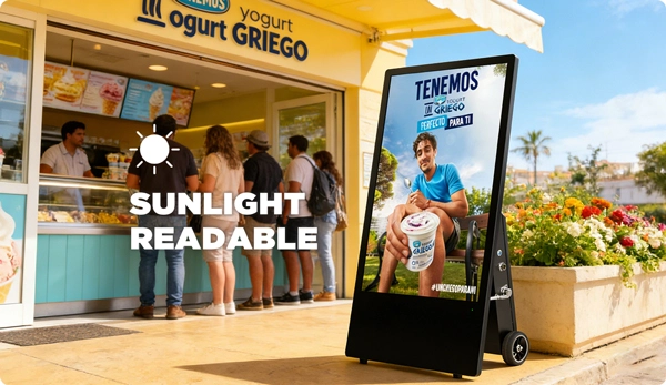 Refee Outdoor Portable Battery powered Digital poster Movable Digital A Board High Brightness Mini LED Display Sunlight Readable