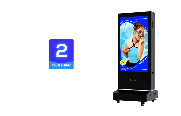 Refee outdoor-double-sided-battery high brightness waterproof-movable-display digital poster