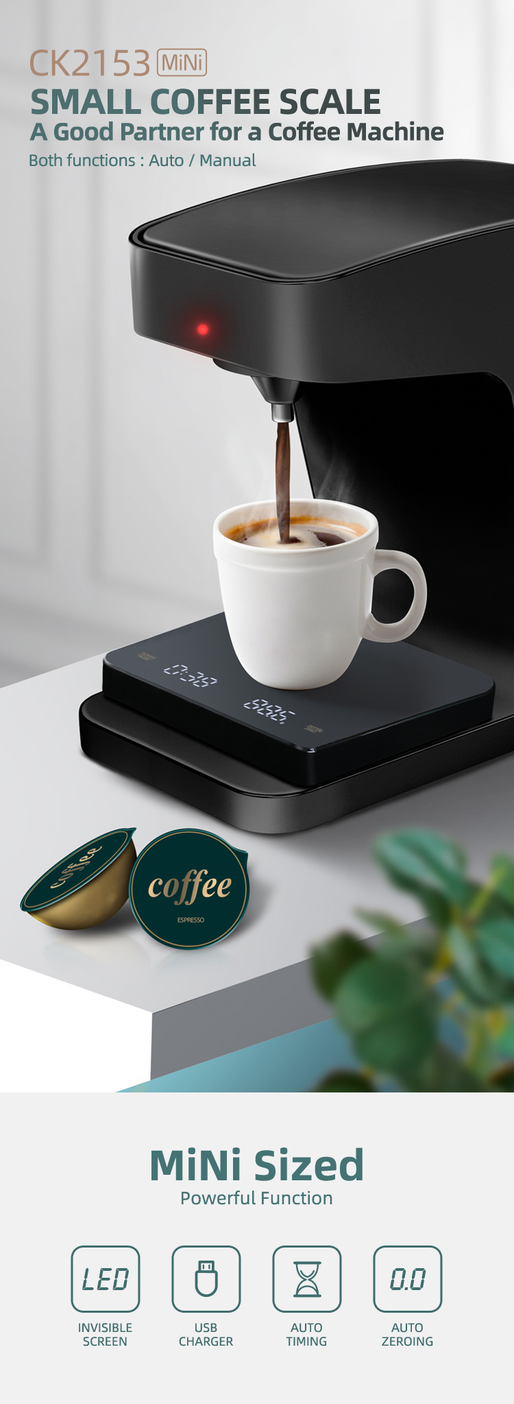 mini coffee scale with timer