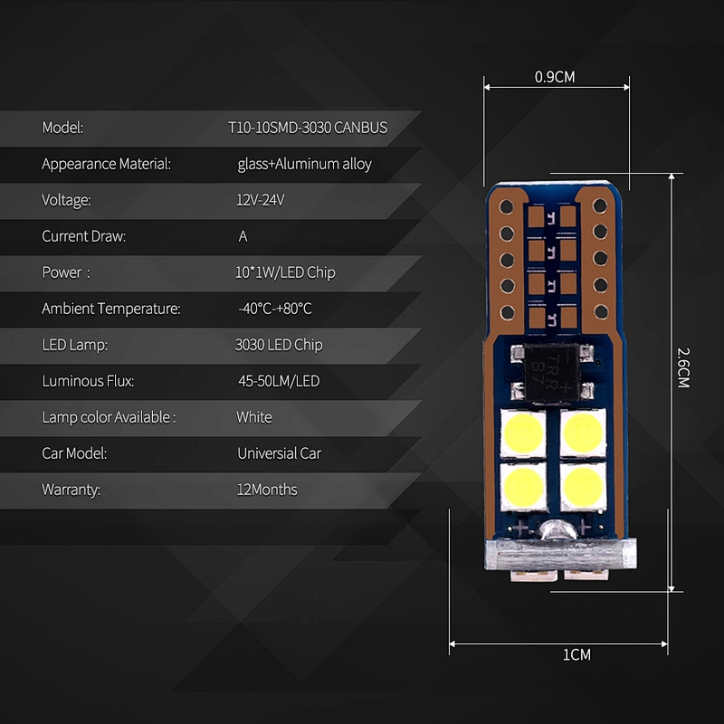 led car light system-T10-10SMD-3030 CANBUS