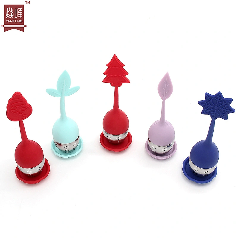 Fancy colorful leaf tea infuser stainless steel silicone tea infuser strainer