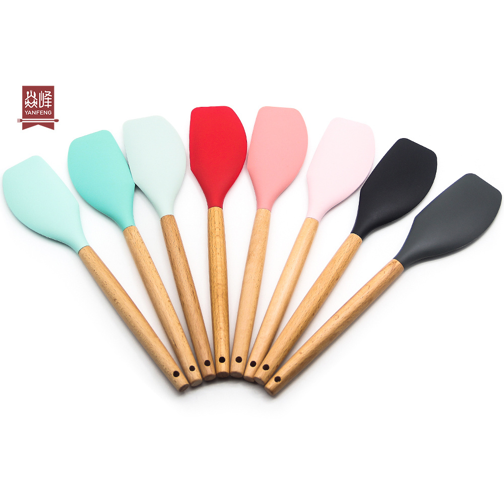 Mini Silicone kitchen Spatula with Wooden handle Chocolate Dough Baking Cake BBQ Grill Scraper For Cooking Set New Cake Tools