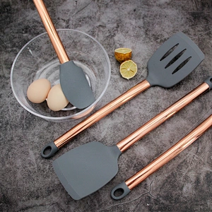 11pcs Silicone Kitchen Practical Cooking Tools Spatula Shovel Spoon With rose gold utensil set Kitchenware Cooking Utensils Set