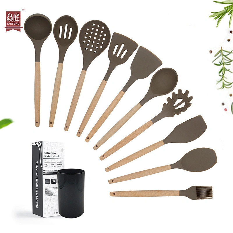silicone material kitchen accessories with reasonable 10 pcs kitchen utensils set family use