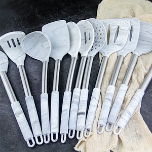 YF cookware food grade silicone kitchen utensils with stainless steel handle multi functional marble 13pcs kitchen utensils set
