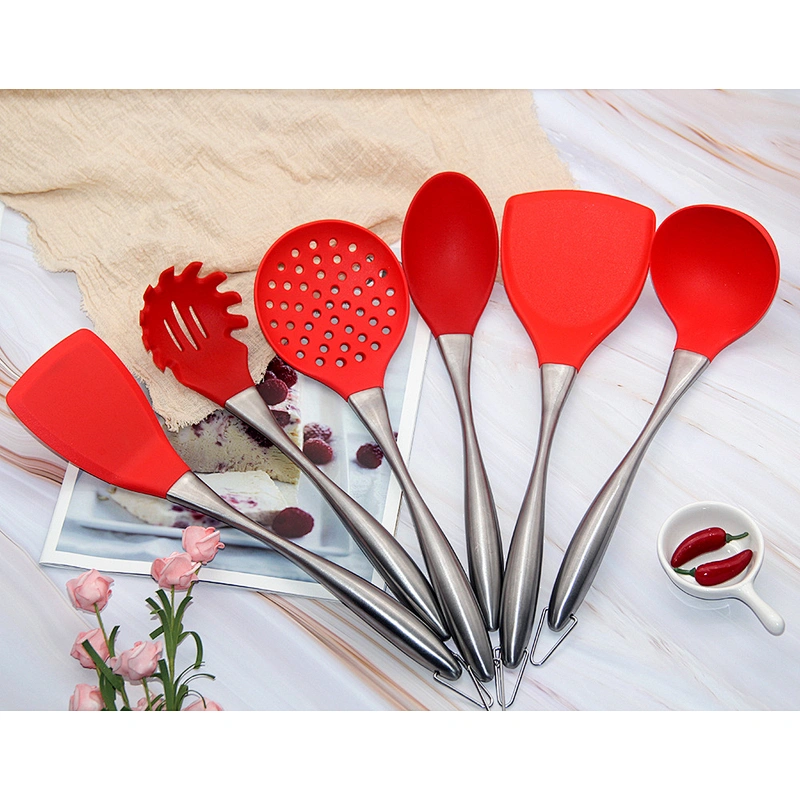 top sale Professional 6 pieces stainless steel Handle silicone kitchen utensils