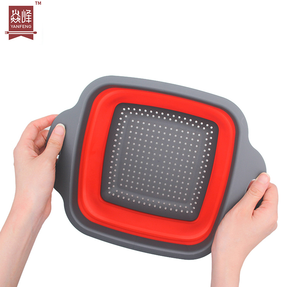 Factory direct sales free sample folding silicone kitchen collapsable colander set