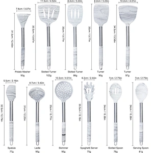 YF cookware food grade silicone kitchen utensils with stainless steel handle multi functional marble 13pcs kitchen utensils set