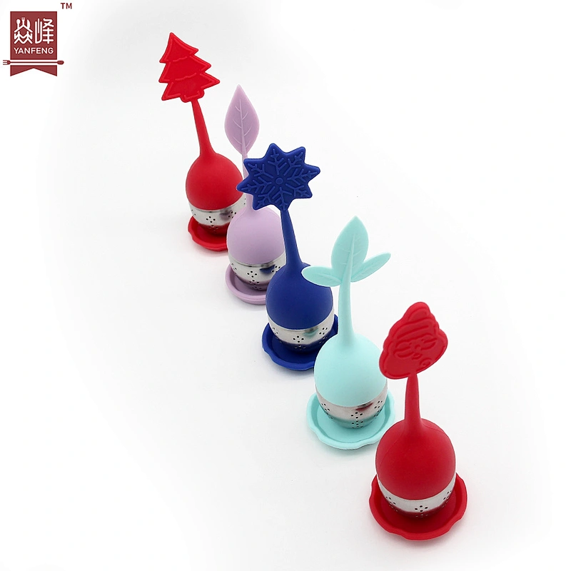 Fancy colorful leaf tea infuser stainless steel silicone tea infuser strainer