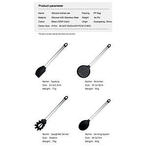 high quality food silicone kitchen utensils 6 pcs 430 stainless steel cooking utensils set