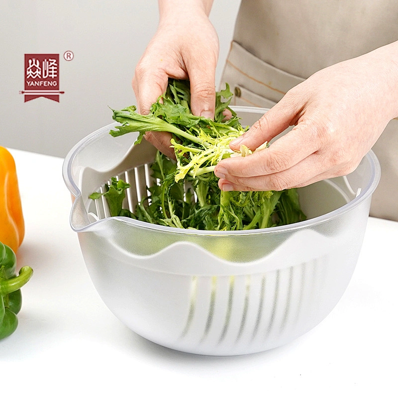 Convenient Plastic Manual Salad Spinner Fruit and Vegetable Dehydr or Salad Dryer Spinners with Vegetable Basket Household