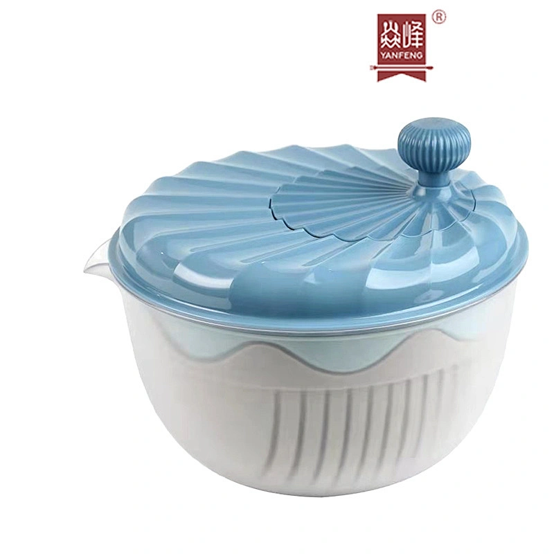 Convenient Plastic Manual Salad Spinner Fruit and Vegetable Dehydr or Salad Dryer Spinners with Vegetable Basket Household