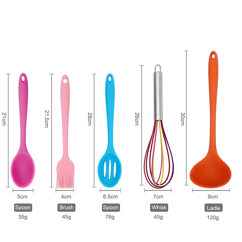 Professional material non stick silicone 10 piece kitchen accessories set utensil