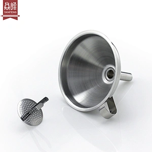 YF professional kitchen gadgets supplier 304 stainless steel funnel with removable strainer filter for home kitchen use