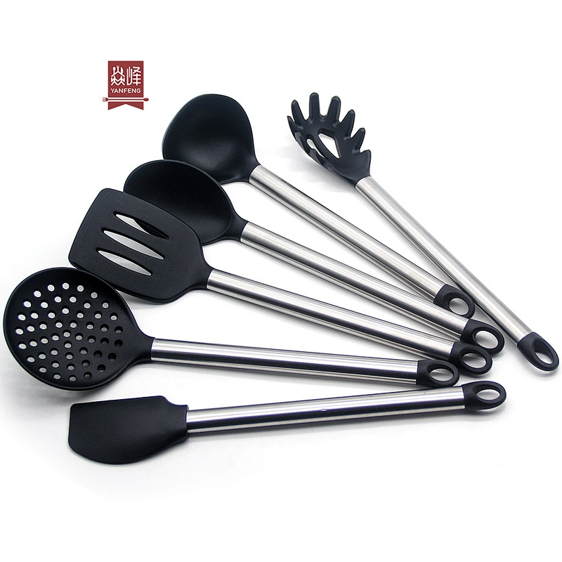 high quality food silicone kitchen utensils 6 pcs 430 stainless steel cooking utensils set