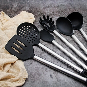 high quality food silicone kitchen utensils 6 pcs 430 stainless steel cooking utensils set