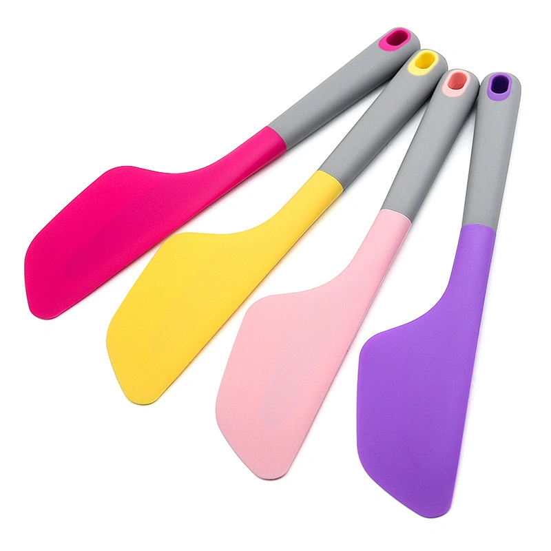 OEM color high quality non-slip handle soft head 100% food grade silicone spatula