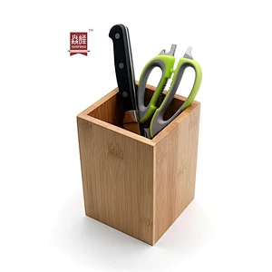 YF Eco-friendly natural bamboo utensil holder tableware organizer square bamboo storage holder