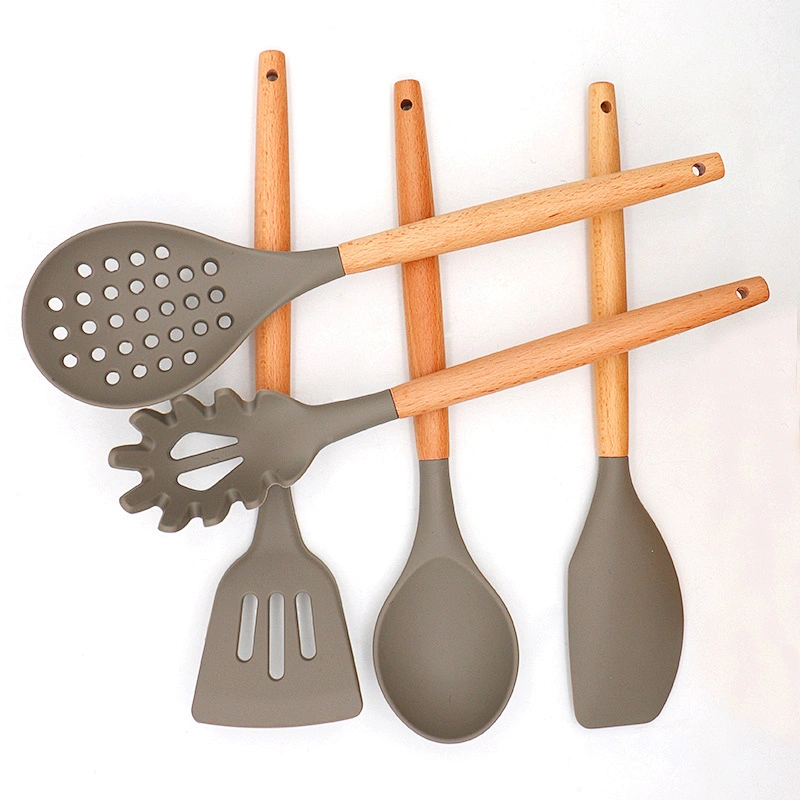 6Pieces In 1 Set Silicone Kitchen Accessories Cooking Tools Kitchenware set Cocina Wooden Handles Silicone Kitchen Utensils
