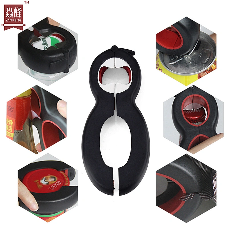 YF Wholesale kitchen accessories logo custom stainless steel 6 in 1 jar twist bottle can opener