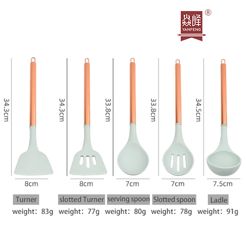 High Quality Kitchenware 10 Piece Set Silicone Stainless Steel Handle Nonstick Kitchen Utensils Set for Baking Tools