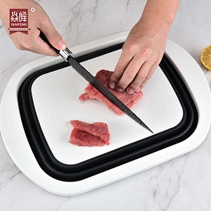 Multi-function Cutting Board With Tray Kitchen Chopping Board Tool Foldable Folding Fruit Vegetable Washing Storage Drain Basket