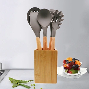 6Pieces In 1 Set Silicone Kitchen Accessories Cooking Tools Kitchenware set Cocina Wooden Handles Silicone Kitchen Utensils