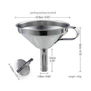 YF professional kitchen gadgets supplier 304 stainless steel funnel with removable strainer filter for home kitchen use