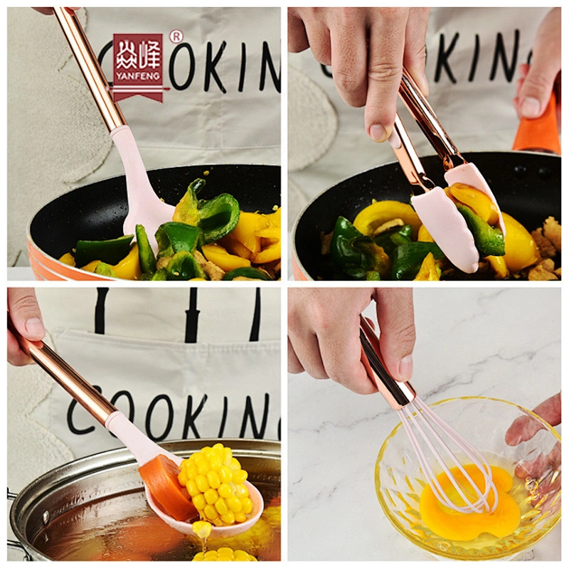 8pcs Stainless Steel Hollow Handle Silicone Kitchenware Tools Silicone Kitchen Utensil Set