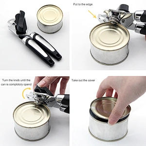Wholesale price kitchen tools stainless steel can opener comfortable to grip manual can opener