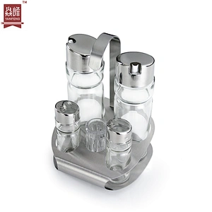 YF Smart Kitchen Cooking Tools 6pcs Condiment Set Shaker Salt & Pepper Shaker Glass Oil & Vinegar Bottle