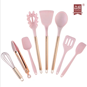 8pcs Stainless Steel Hollow Handle Silicone Kitchenware Tools Silicone Kitchen Utensil Set