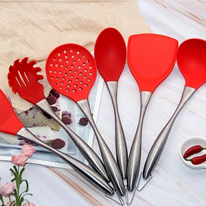 top sale Professional 6 pieces stainless steel Handle silicone kitchen utensils