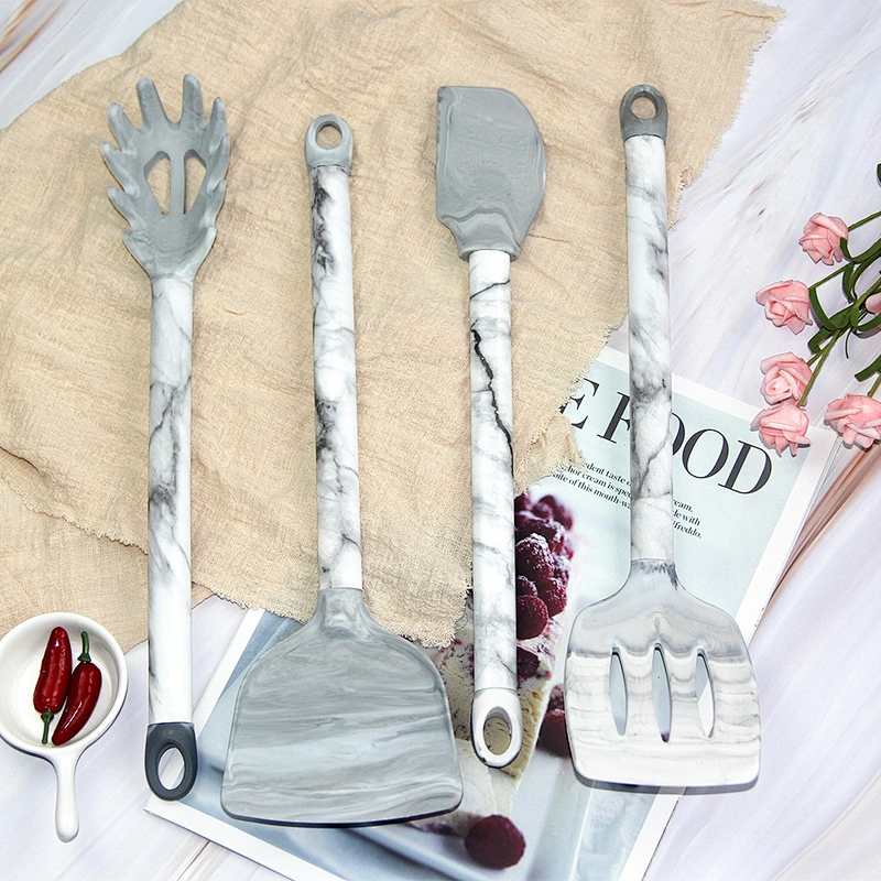 Factory new design unique marble silicone head 10 piece kitchen accessories