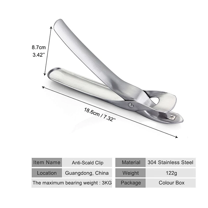 Kitchen Gadget 304 Stainless Steel Anti-scald Clip Bowl Pot Pan Gripper Clip
