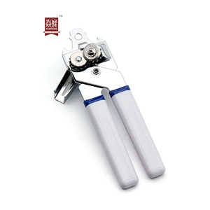 Premium Quality Stainless Steel Manual Can Opener with Non Slip Handle White Safety Can Opener