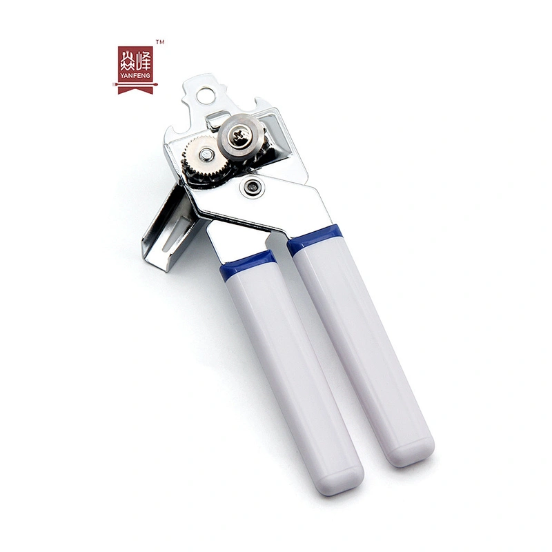 Premium Quality Stainless Steel Manual Can Opener with Non Slip Handle White Safety Can Opener