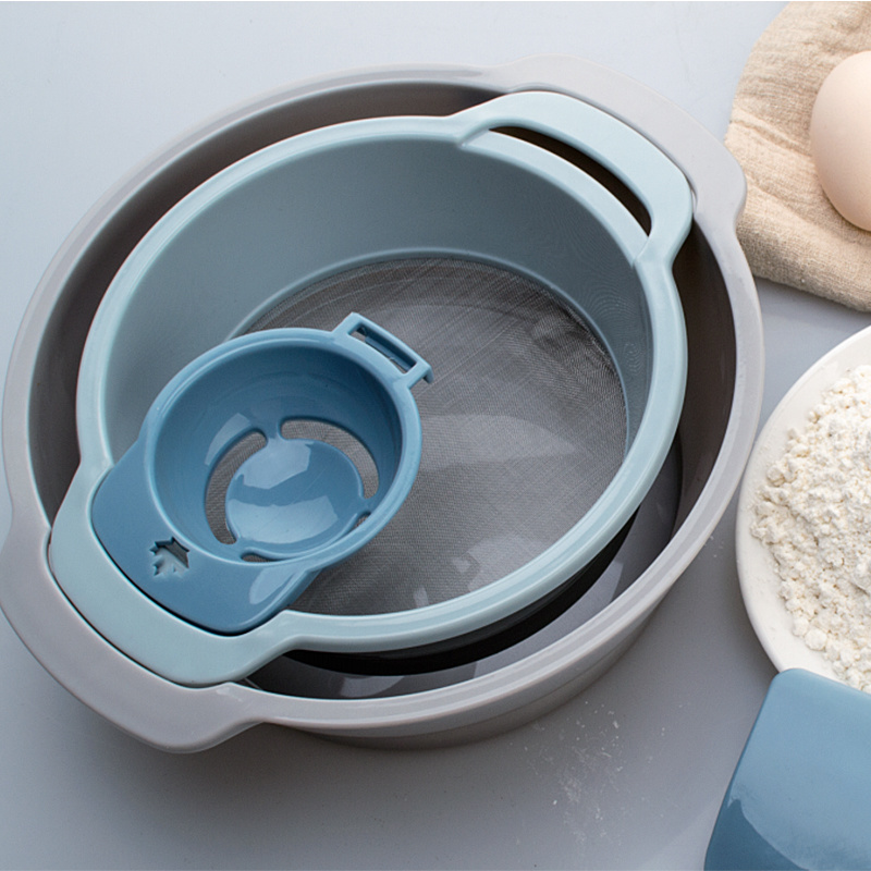 Plastic flour screen set kitchen flour screen hand-held flour screen filter screen round flour screen baking screen