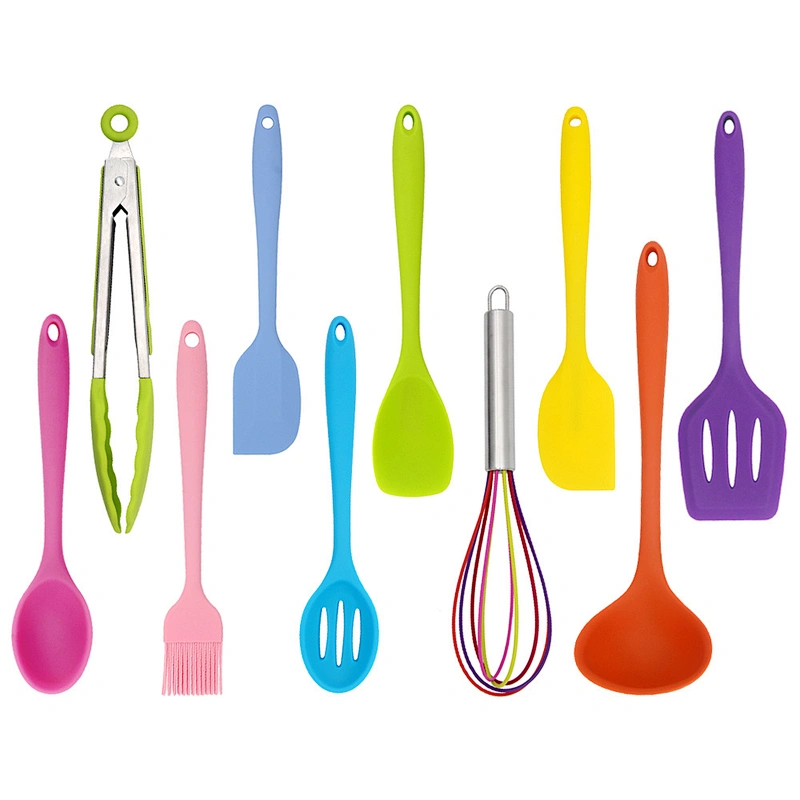 Professional material non stick silicone 10 piece kitchen accessories set utensil