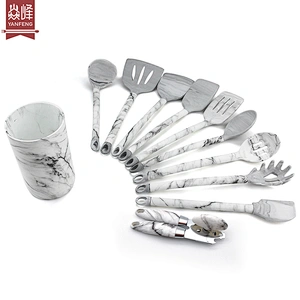 Factory new design unique marble silicone head 10 piece kitchen accessories