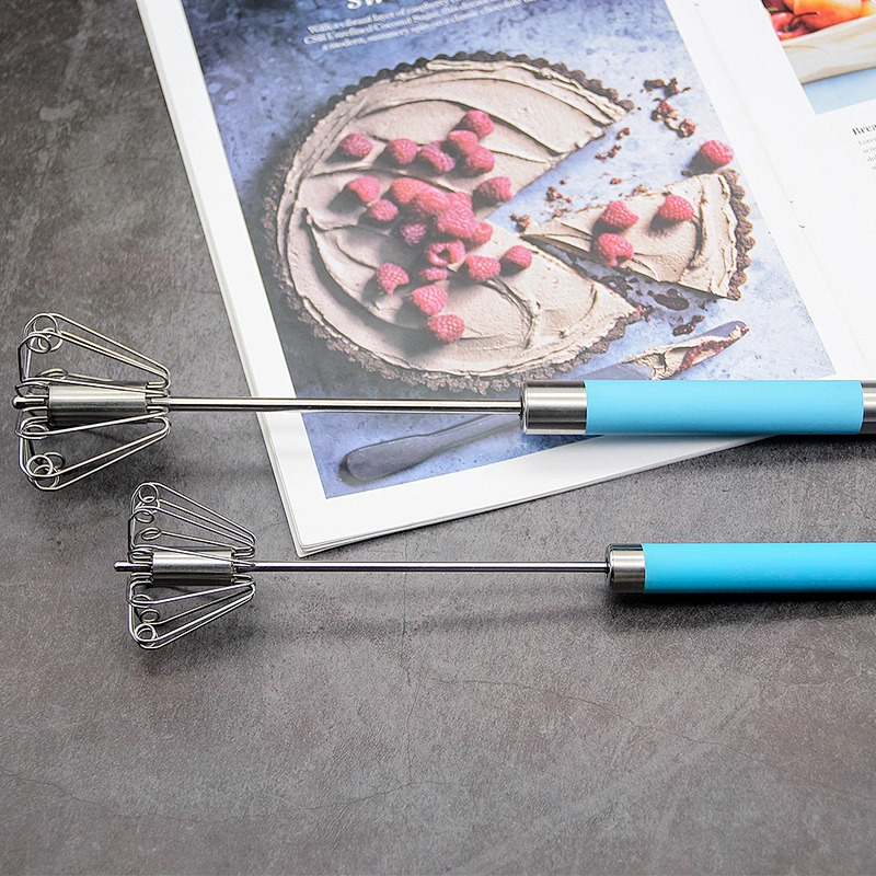 YF Stainless Steel Semi-Automatic Hand Egg Beaters Food and Cream Mixer Manual Self Turning Egg Whisk
