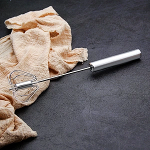 YF Egg Tools Custom Logo Stainless Steel Semi-automatic Eggbeater Rotating Egg Mixer Whisk Press Type Egg Beater
